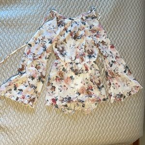 Floral backless boho romper